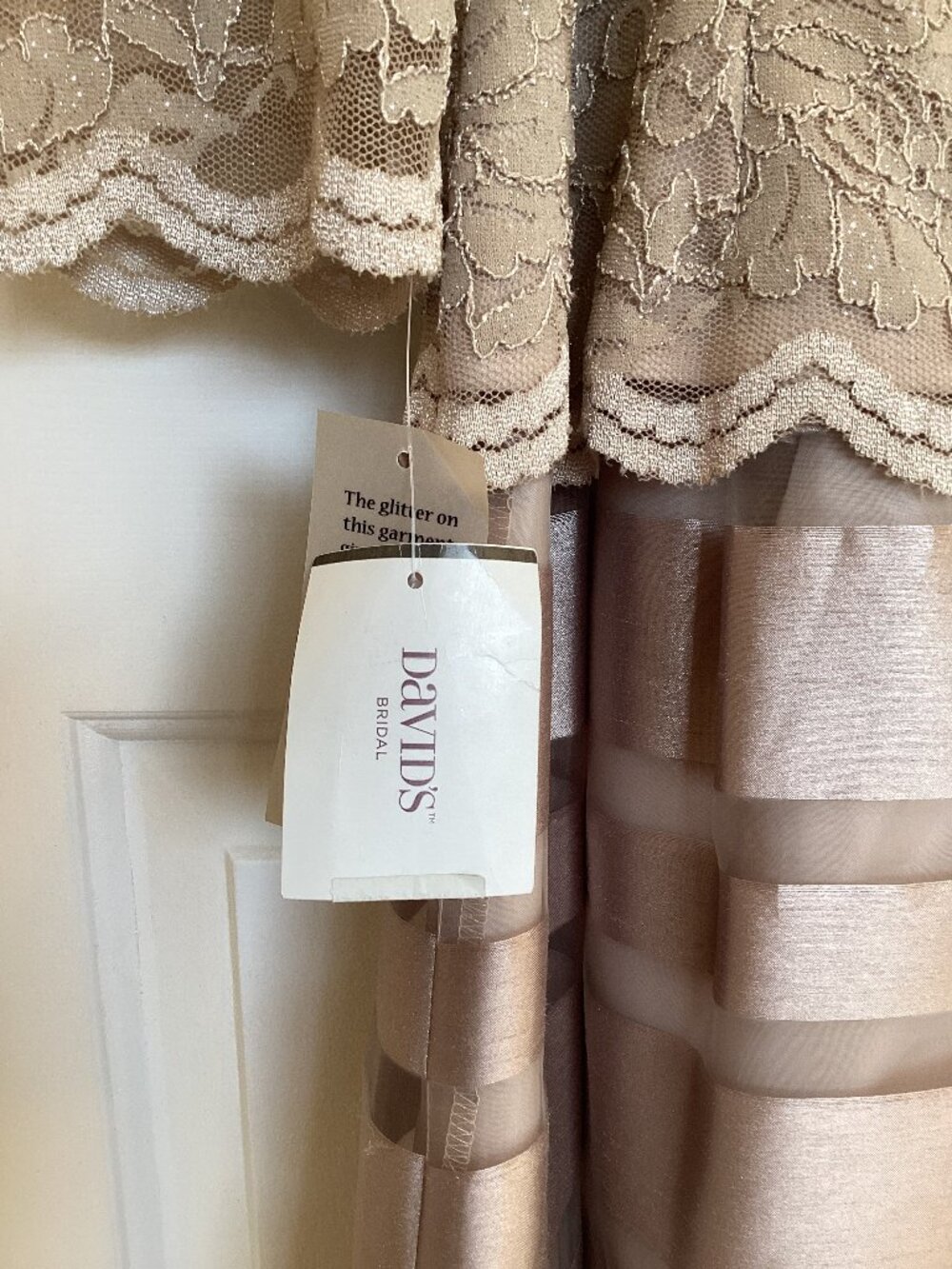 Alex Evenings Davids Bridal Midi Dress with Sash Champagne Size 10